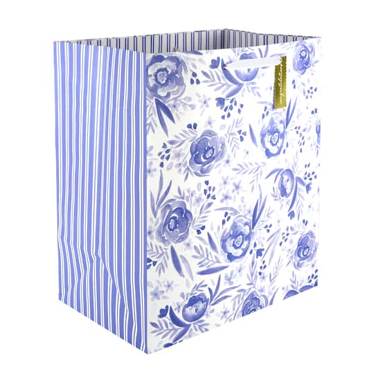 19" Blue Floral Jumbo Gift Bag by Celebrate It™